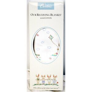 VTG Carters NEW Bunny Fun Baby Blanket Receiving Kite Skipping Rope Friend 32x40